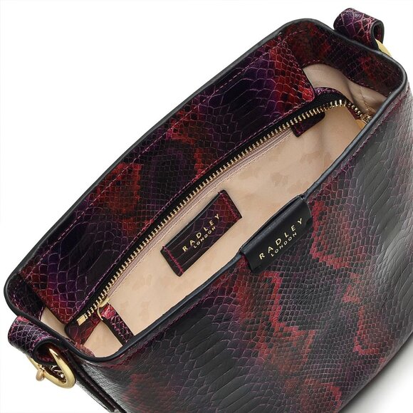 London Petticoat Hill Faux Python Leather Small Women’s Shoulder Bag in Cassis - Picture 3 of 4